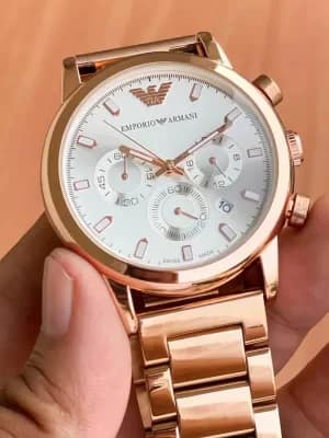 Emporio Armani gold metal strap wrist watch