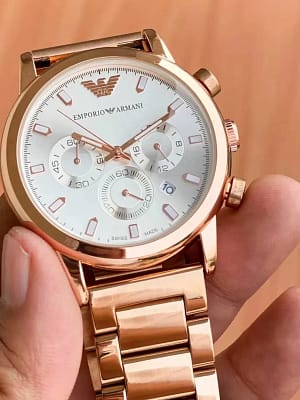 Emporio Armani gold metal strap wrist watch