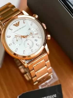 Emporio Armani gold metal strap wrist watch