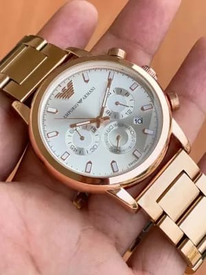 Emporio Armani gold metal strap wrist watch