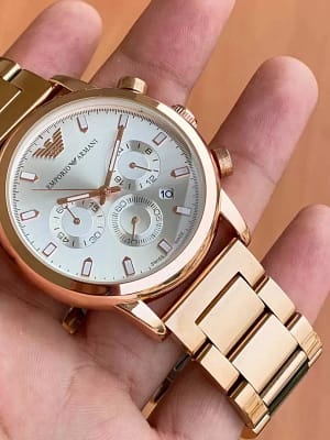 Emporio Armani gold metal strap wrist watch