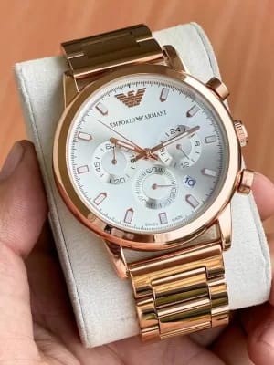 Emporio Armani gold metal strap wrist watch