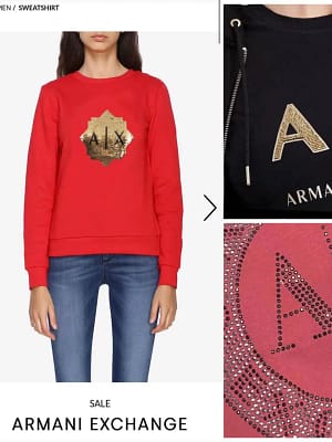 Armani Exchange sweatshirt for women exclusive showroom article