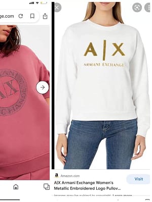 Armani Exchange sweatshirt for women exclusive showroom article