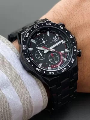 Casio Edifice black metal wrist watch for men