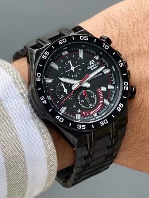 Casio Edifice black metal wrist watch for men