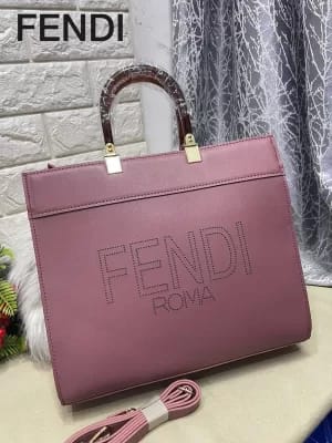 Fendi sunshine Shopper Debossed Leather Tote