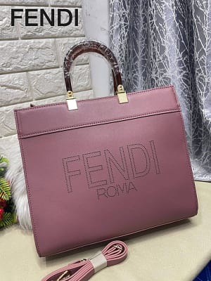 Fendi sunshine Shopper Debossed Leather Tote
