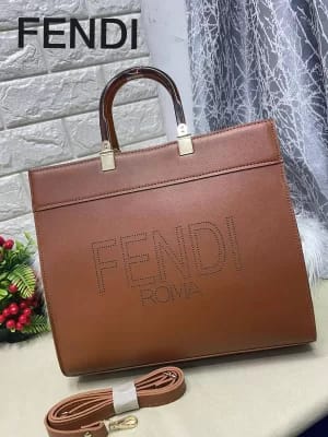 Fendi sunshine Shopper Debossed Leather Tote