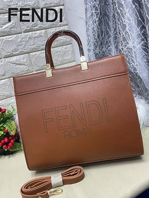 Fendi sunshine Shopper Debossed Leather Tote