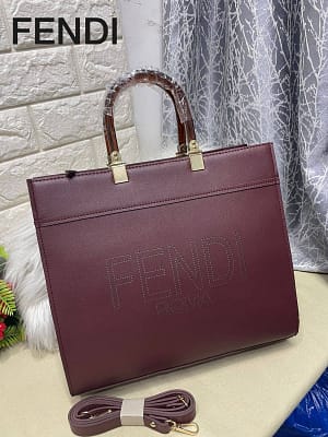 Fendi sunshine Shopper Debossed Leather Tote