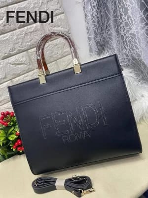 Fendi sunshine Shopper Debossed Leather Tote