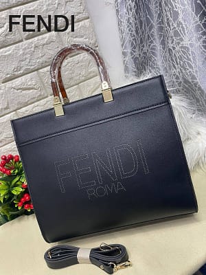 Fendi sunshine Shopper Debossed Leather Tote