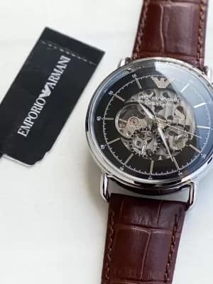 Emporio Armani Meccanico brown strap Japan Original Machinery With Brand Box