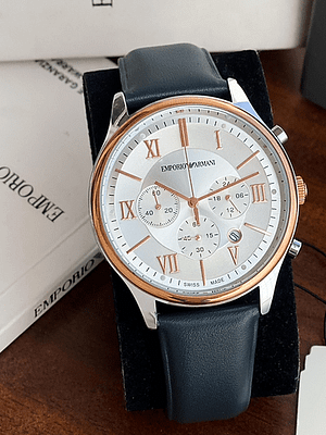 Emporio Armani analog series copper bezel watch for men