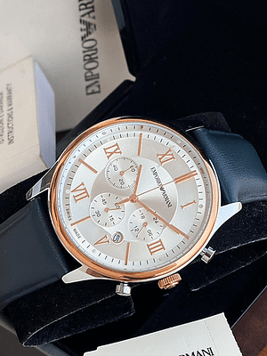 Emporio Armani analog series copper bezel watch for men