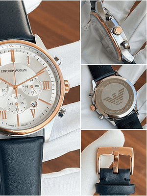 Emporio Armani analog series copper bezel watch for men
