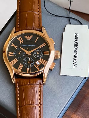 Emporio Armani leather strap automatic machinery wrist watch