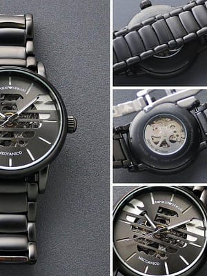 Emporio Armani brown strap automatic wrist watch