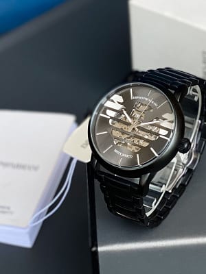 Emporio Armani brown strap automatic wrist watch
