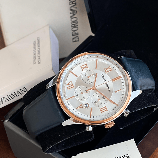 Emporio Armani analog series copper bezel watch for men