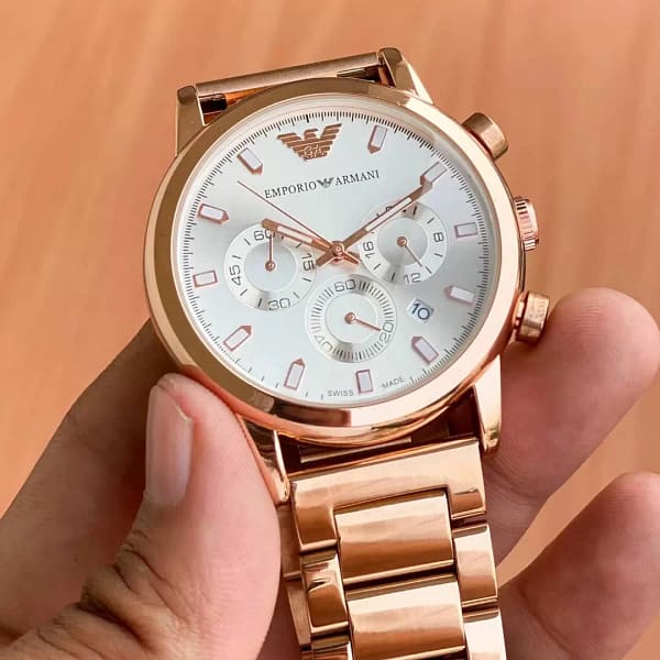 Emporio Armani gold metal strap wrist watch - Image 2