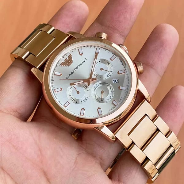 Emporio Armani gold metal strap wrist watch - Image 4