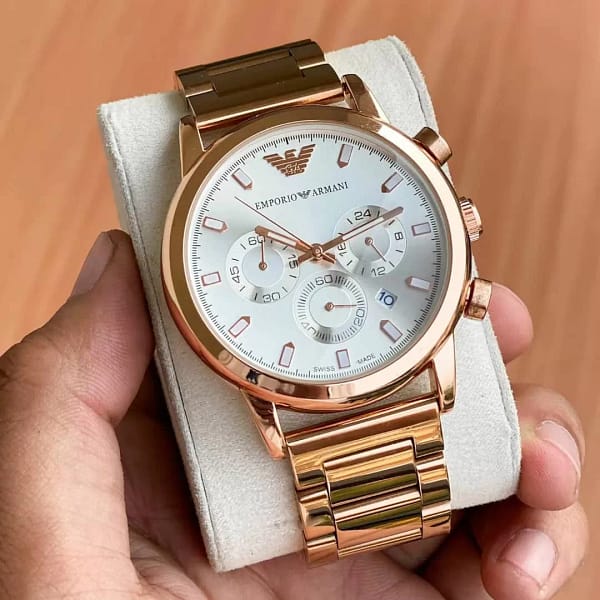 Emporio Armani gold metal strap wrist watch - Image 5
