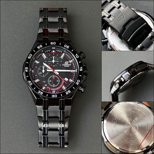 Casio Edifice black metal wrist watch for men - Image 3