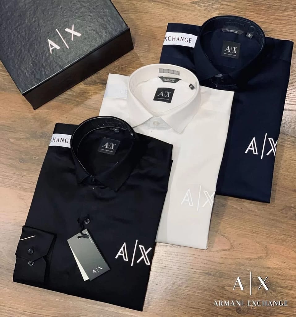 Formal Shirts Armani Exchange Shirt Price Eagle Logo Print Regular